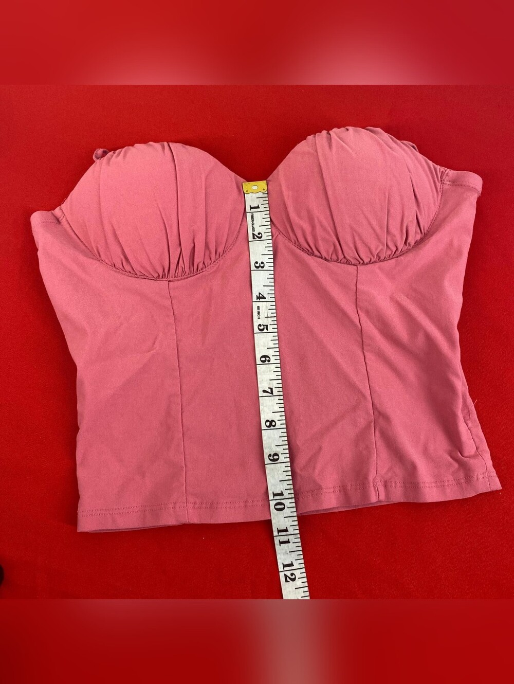 Active USA Pink Bustier Corset Top Size M Ruched Underwire Camisole Crop Top - Picture 6 of 7
